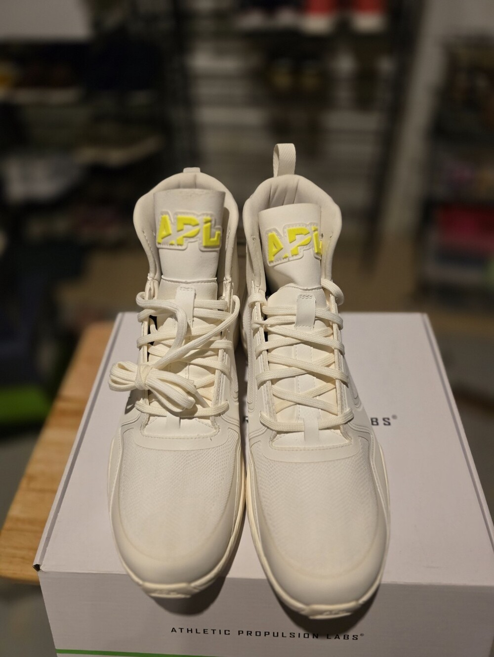 APL White High-Top Boots with Neon Yellow Accents - Picture 8 of 10